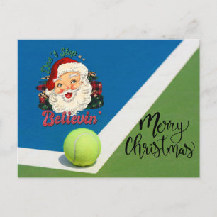 Tennis Weihnachten mit Tennisball und Weihnachtsma Postkarte