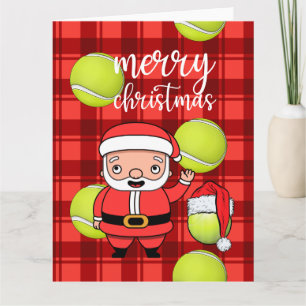 Tennis Weihnachten mit Tennisball Weihnachtsmann Karte