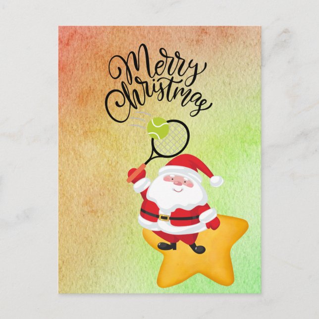 Tennis Weihnachten mit Wasserfarbe des Weihnachtsm (Vorderseite)