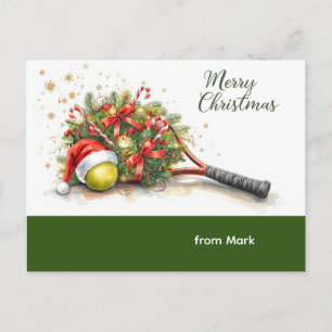 Tennis Weihnachten mit Weihnachtsmannmütze und Sch