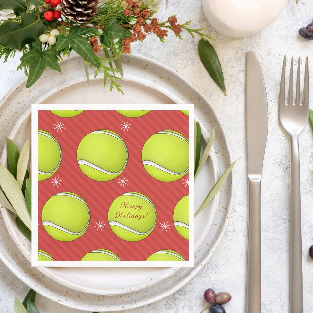 Tennis Weihnachten Party Rotes festliches Ball & S Serviette (Von Creator hochgeladen)