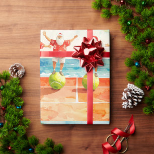 Tennis Weihnachten Sommer mit dem Weihnachtsmann a Geschenkpapier