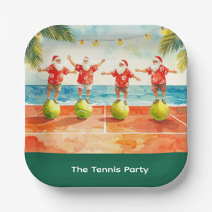 Tennis Weihnachten Sommer mit dem Weihnachtsmann a Pappteller