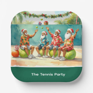 Tennis Weihnachten Sommer mit dem Weihnachtsmann a Pappteller