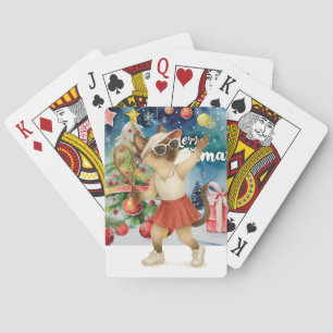 Tennis-Weihnachten-Thema für Siamese-Katzen-Liebha Spielkarten
