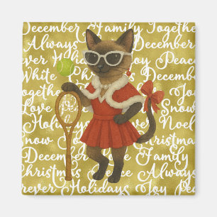 Tennis-Weihnachten-Thema für Siamese-Katzenliebhab Magnet