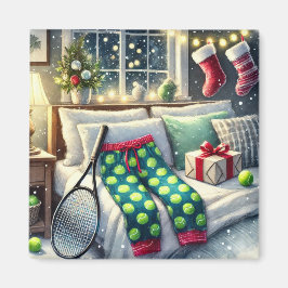 Tennis Weihnachten Thema mit Ball und Racket Magnet