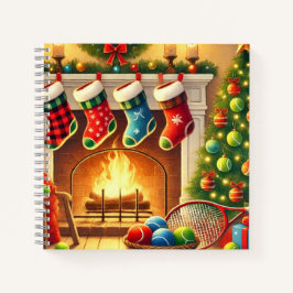 Tennis Weihnachten Thema mit Ball Xmas Strumpf Notizbuch