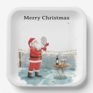 Tennis Weihnachten Thema SANTA Tennis spielen Pappteller
