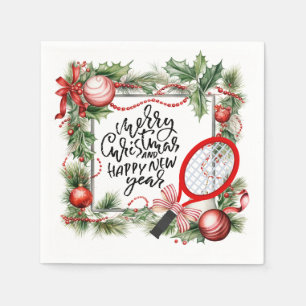 Tennis Weihnachten und Neujahr Player Aquarell Serviette