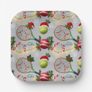 Tennis Weihnachts-Feierliche Spiele und Ball Pappteller