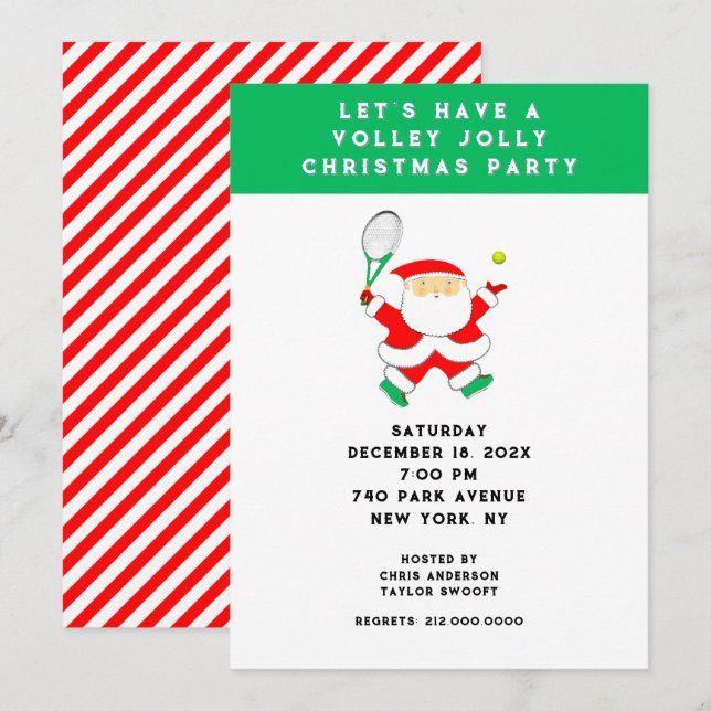Tennis Weihnachts-Party Einladungen (Vorne/Hinten)