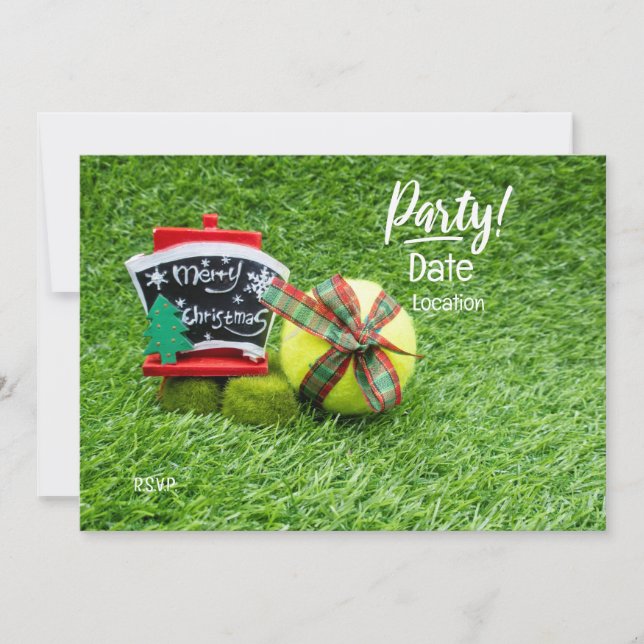 Tennis Weihnachts-Party für Tennisspieler mit Kuge Einladung (Vorderseite)