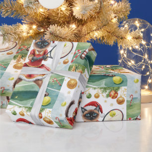 Tennis Weihnachts-Party Gedicht für Katzen Liebhab Geschenkpapier