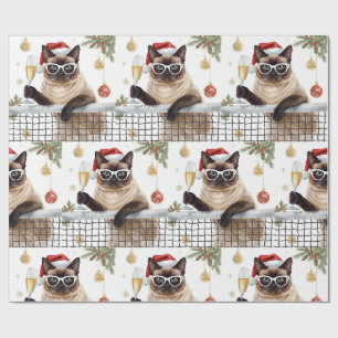 Tennis Weihnachts-Party Gedicht für Katzen Liebhab Geschenkpapier