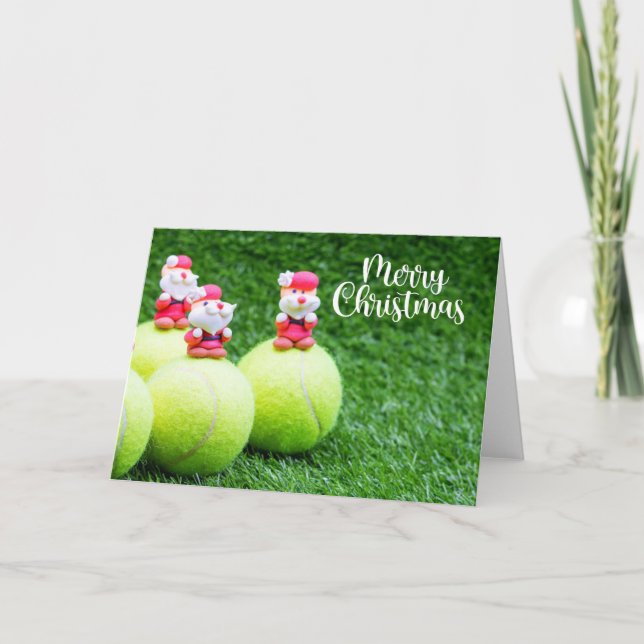 Tennis Weihnachtsball mit Weihnachtsfeiertag Karte (Vorderseite)