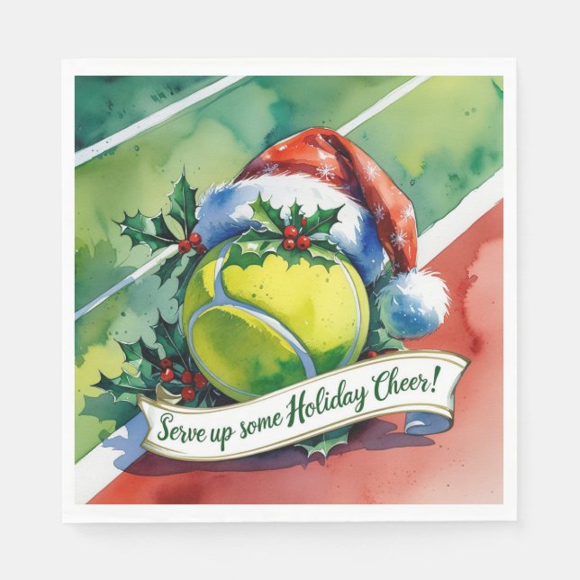 Tennis Weihnachtsball Serviette (Vorderseite)