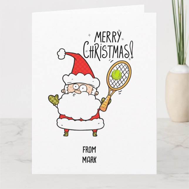 Tennis Weihnachtsfeiertag mit Ball und Weihnachten Karte (Vorderseite)