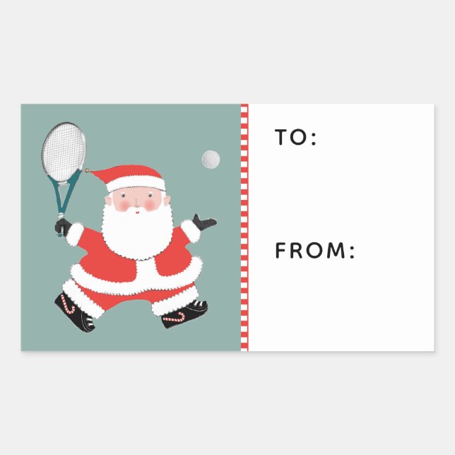 Tennis Weihnachtsgeschenke Tags Rechteckiger Aufkleber (Vorderseite)