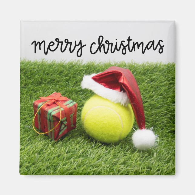 Tennis Weihnachtskarte mit Ball und Weihnachten Magnet (Vorne)