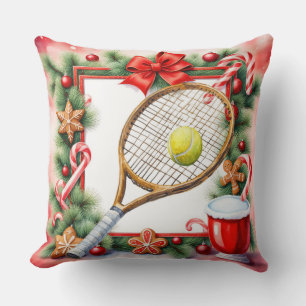 Tennis-Weihnachtsmotiv für Spieler Kissen