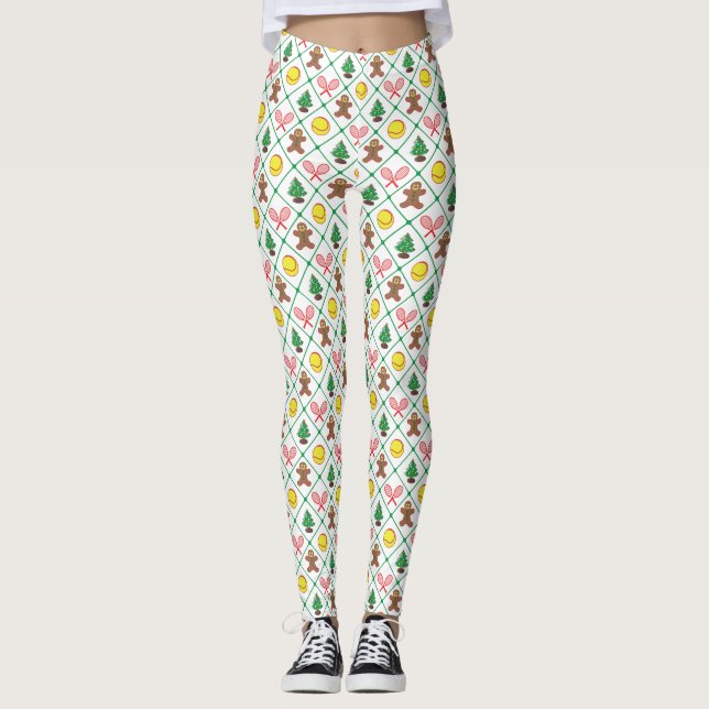 Tennis-Weihnachtsmuster Leggings (Vorderseite)