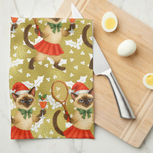Tennis-Weihnachtsthema für Katzenliebhaber Apron Geschirrtuch