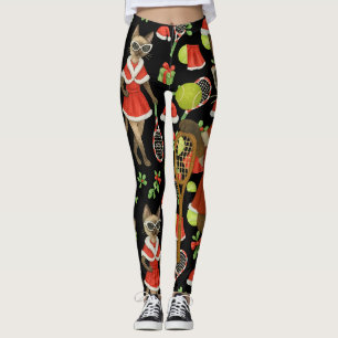 Tennis-Weihnachtsthema für Siamkatzenliebhaber Leggings