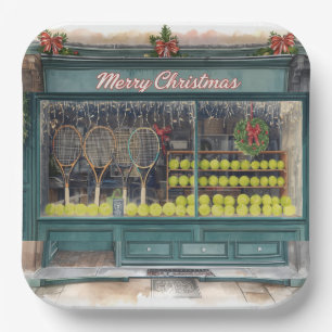 Tennis-Weihnachtsthema mit Tennisshop Pappteller