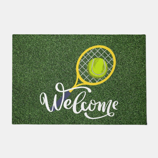 Tennis Welcome Zuhause für Tennis Player Fußmatte (Vorderseite)