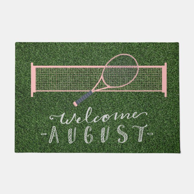 Tennis Willkommener AUGUST für Tennis Player Fußmatte (Vorderseite)