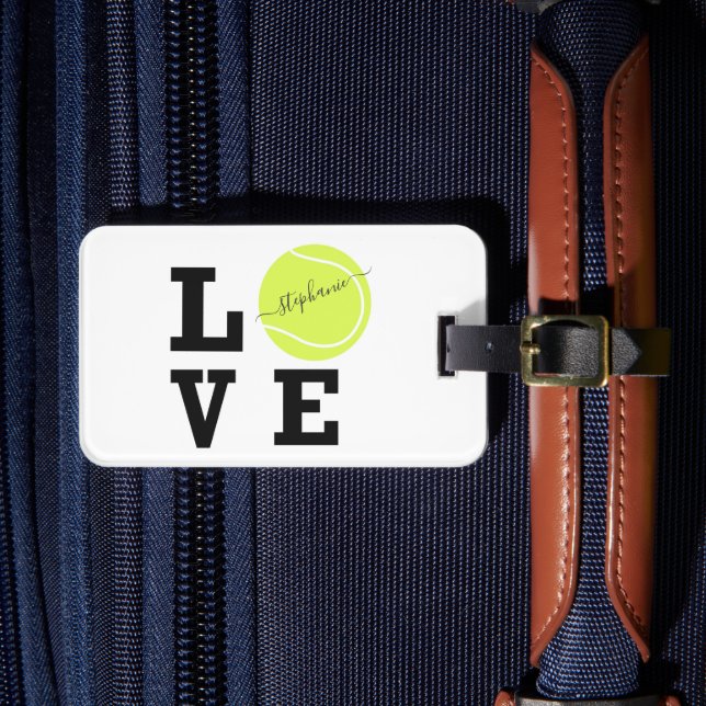 Tennis Yellow Ball Liebe Name Gepäckanhänger (Vorderseite Insitu 4)