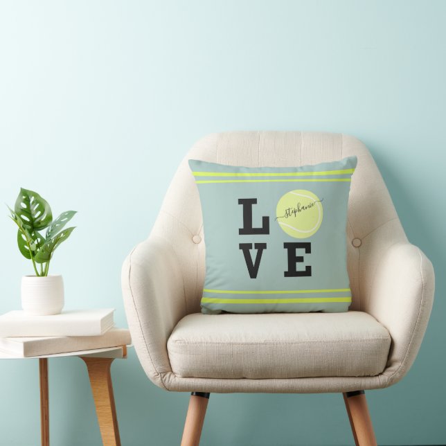 Tennis Yellow Ball Liebe Name Kissen (Stuhl )