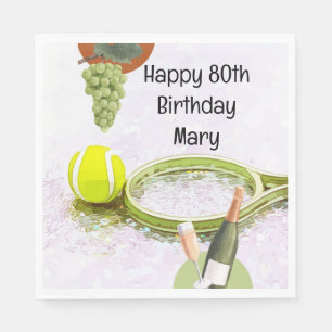 Tennis zum 80. Geburtstag für Tennis Fan Serviette