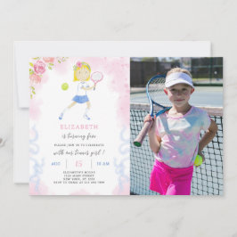 Tennis zum Geburtstag Einladung mit Foto