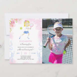 Tennis zum Geburtstag Einladung mit Foto