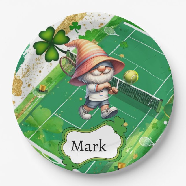 Tennis zum St. Patrick's Day Pappteller (Vorderseite)