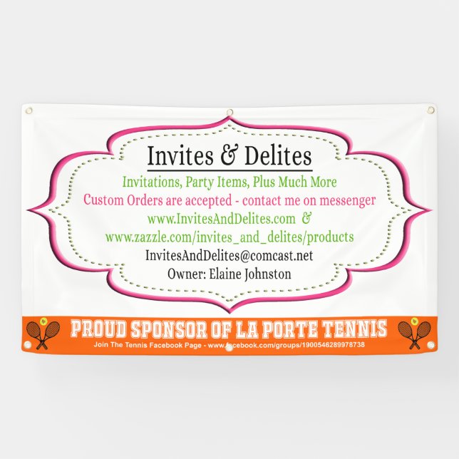 Tennis-Zusatzverein-Geschäfts-personalisierte Banner (Horizontal)