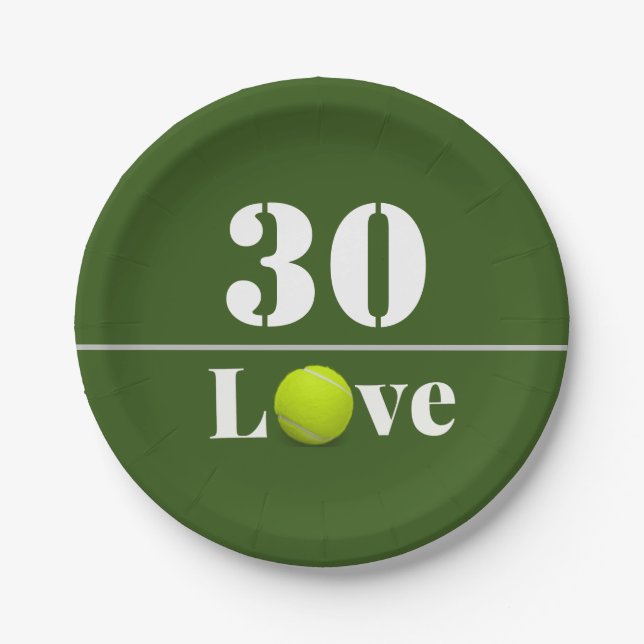 Tennisball 30. Geburtstag mit Liebe Pappteller (Vorderseite)