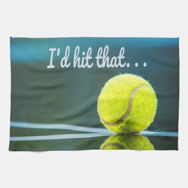 Tennisball, auf den ich dieses lustige Geschenk tr Geschirrtuch (Horizontal)