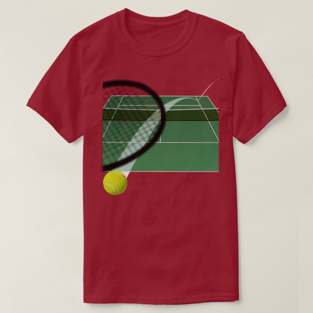 Tennisball auf einem Tennisplatz T-Shirt (Design vorne)