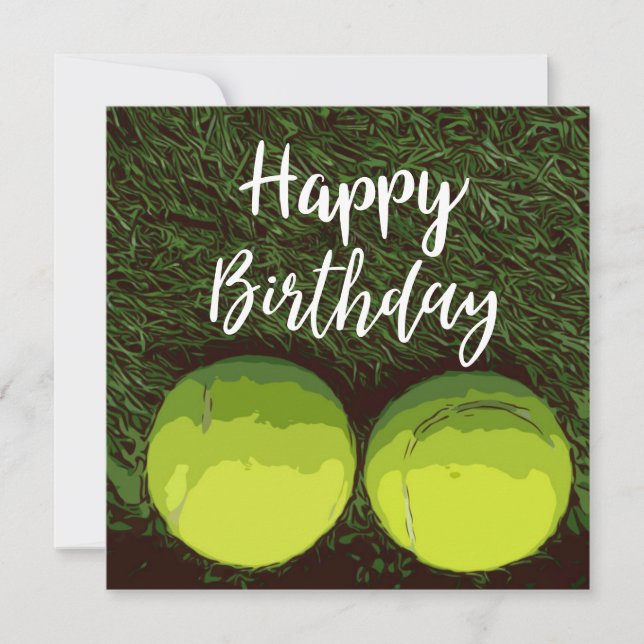 Tennisball auf grünem Gras Geburtstag Karte (Vorderseite)