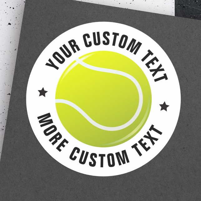 Tennisball-Aufkleber mit benutzerdefiniertem Text Runder Aufkleber (Tennis ball sticker with custom text)