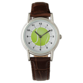 Tennisball-Ball, braunes Ledergitter Armbanduhr