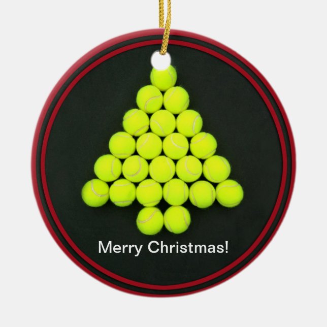 Tennisball-Baum-Verzierung Keramik Ornament (Vorne)