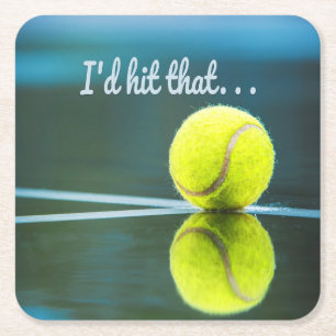 Tennisball, den ich dieses lustige Geschenk schlag Rechteckiger Pappuntersetzer