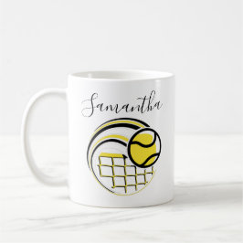 Tennisball fliegen über das Netz Personalisiert Kaffeetasse