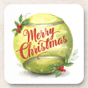 Tennisball Frohe Weihnachten Feiertag Getränkeuntersetzer
