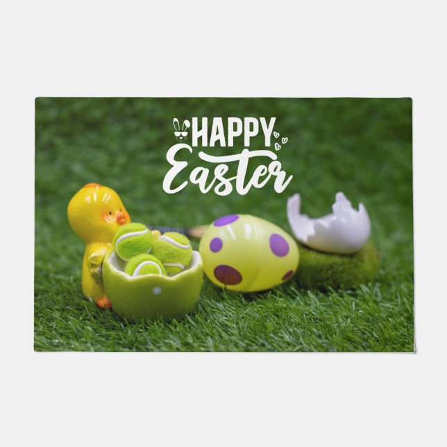 Tennisball Frohes Ostern mit Eiern und Kugel  Fußmatte (Vorderseite)