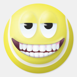 Tennisball-Gesicht 2 Runder Aufkleber